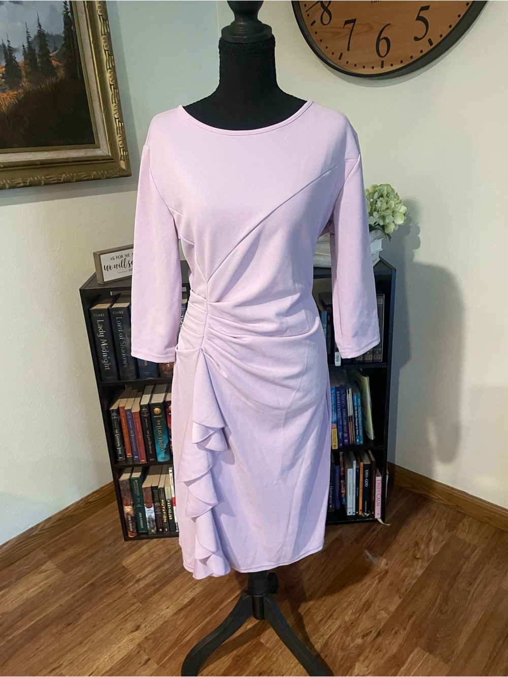 Lilac Long Sleeve Gathered Dress